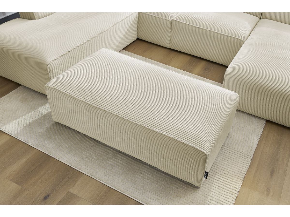 Bobochic Megeve Wohnlandschaft mit Pouf Cordsamt Beige Ecke rechts