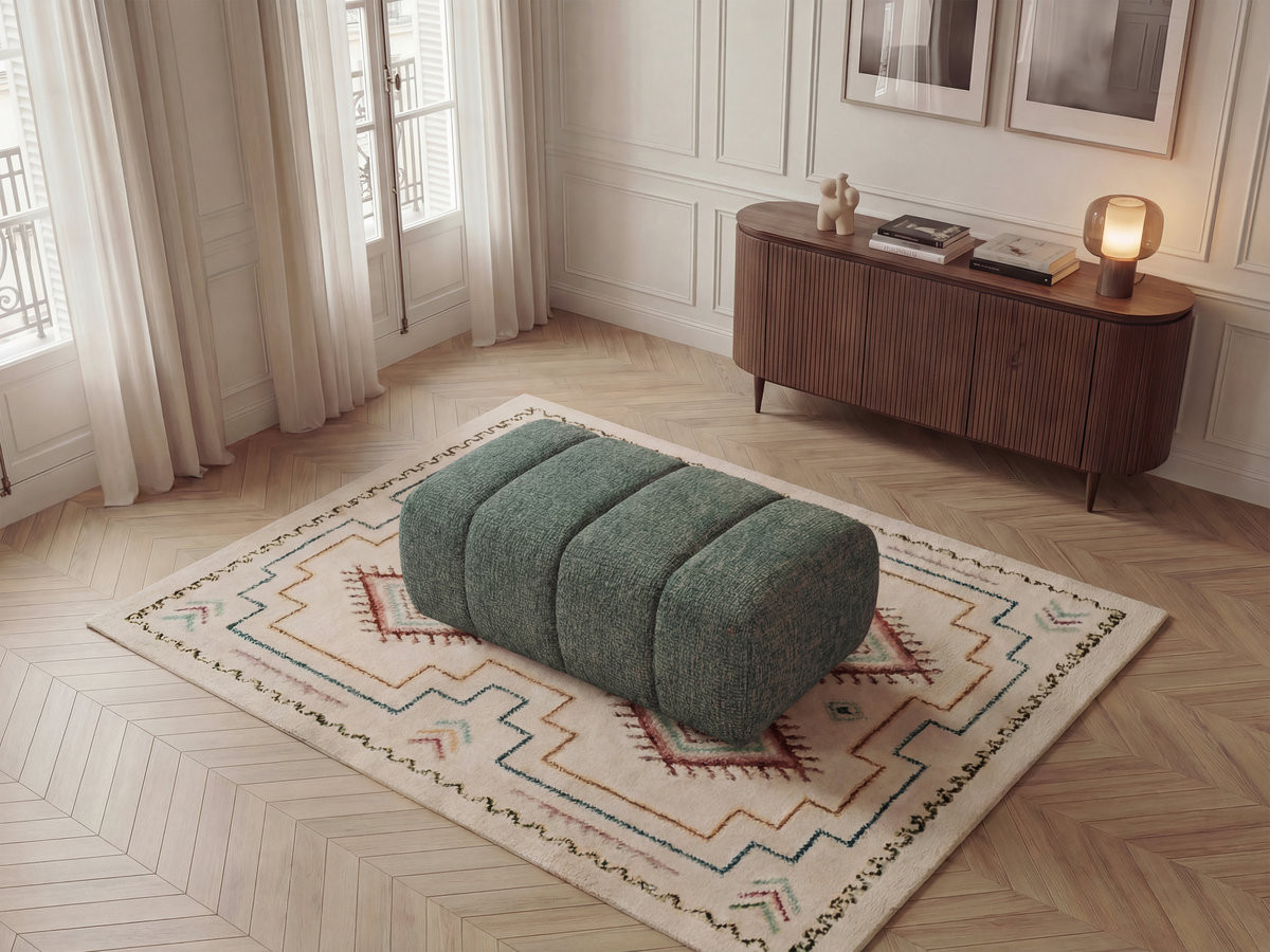 Bobochic Nesty Pouf Melange-Stoff Dunkelgrün