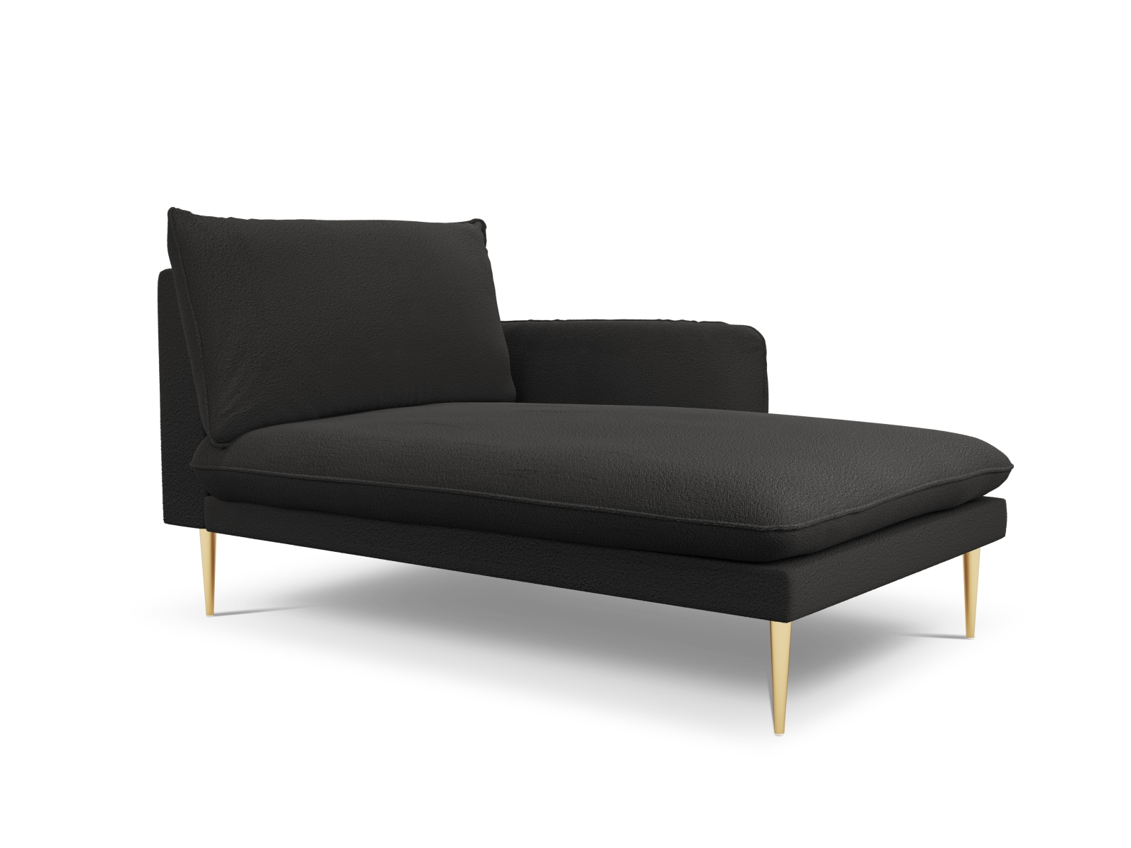 Cosmopolitan Design Chaiselongue Vienna Boucle Ascot Schwarz Rechts Beine Gold