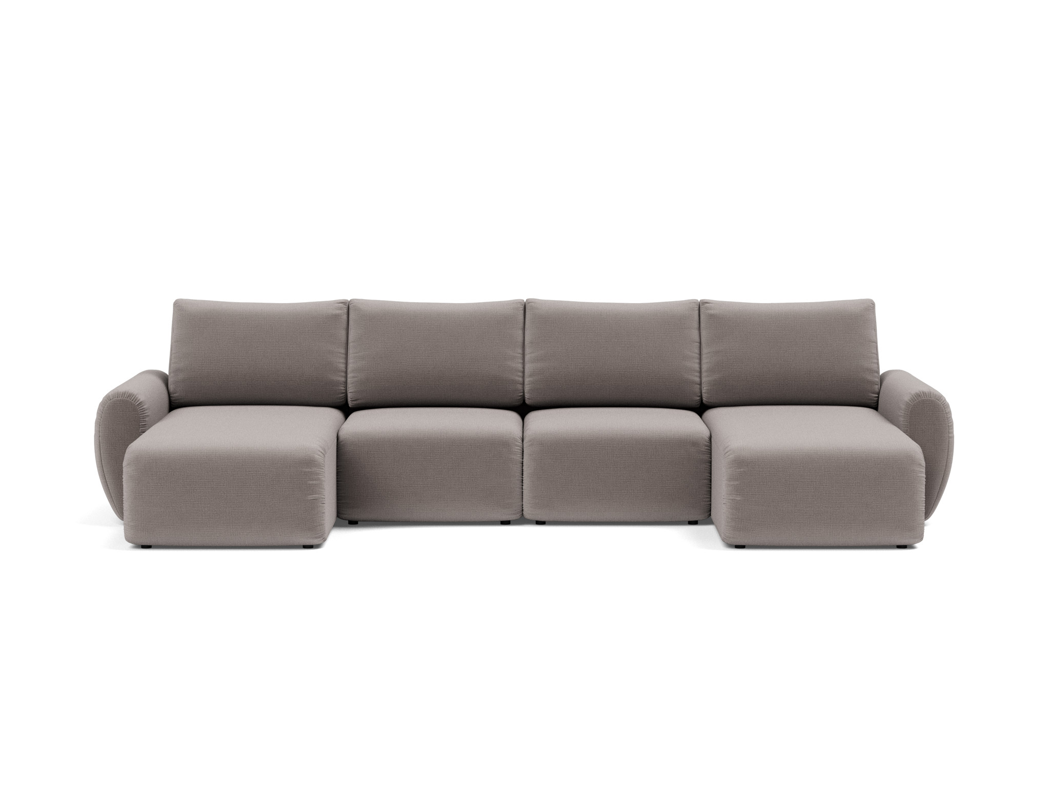 Schlafsofa Norum U-Form mit Curve-Armlehnen Chenille Esina 418-Truffle