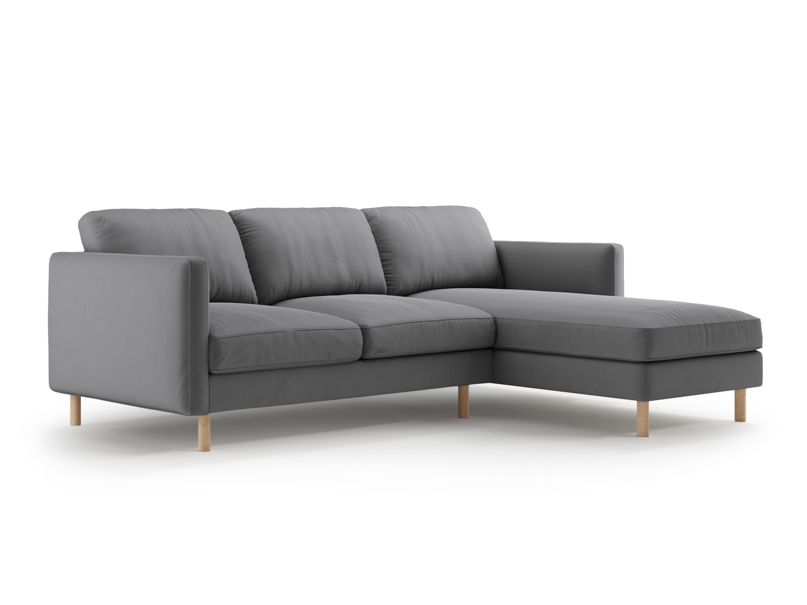 Micadoni Ecksofa Eden Groß 3-Sitzer Rechts Samt Grau