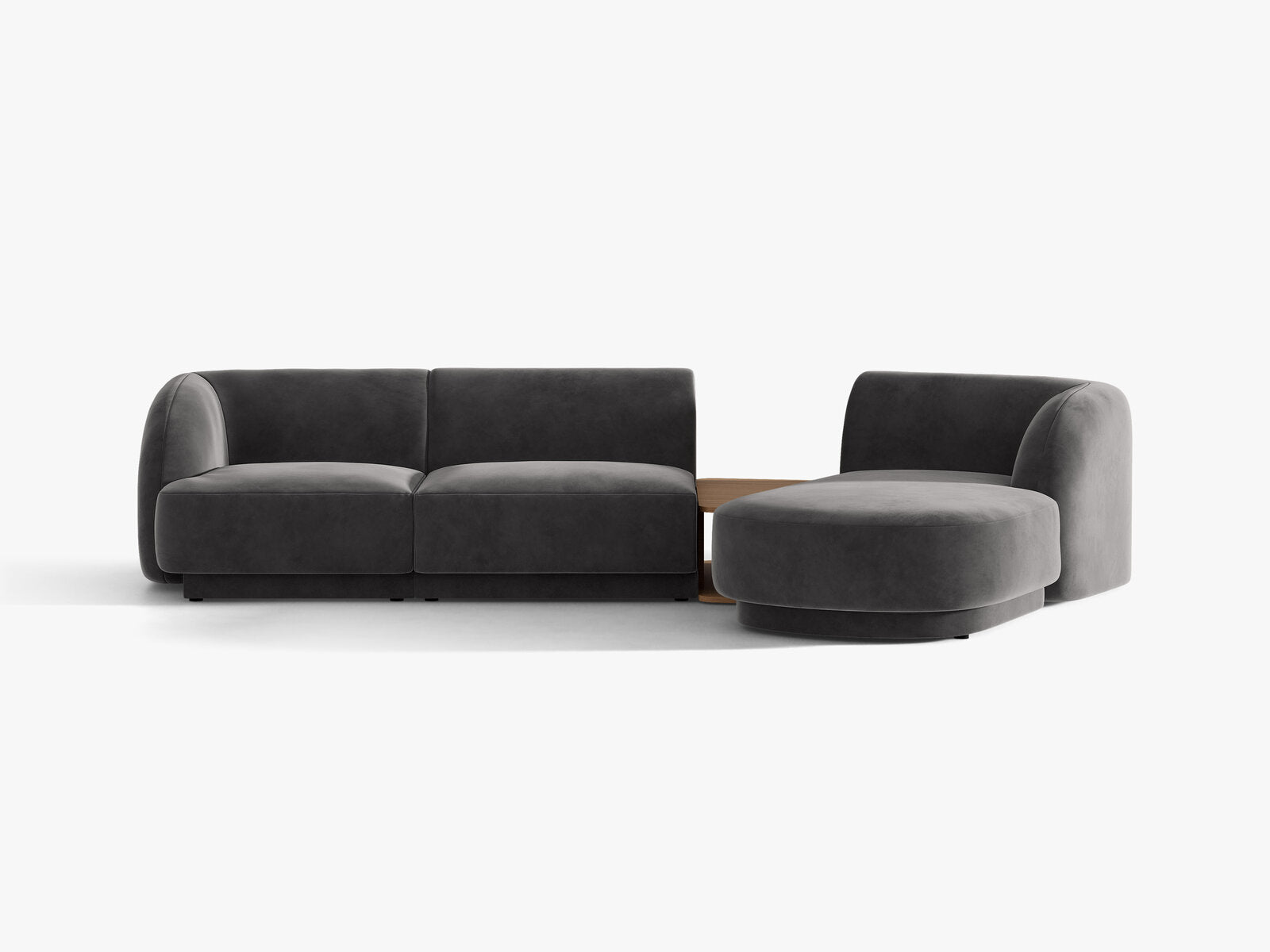 Micadoni Modulares Sofa Miley mit Recamiere 3-Sitzer Rechts Samt Bluvel Grau
