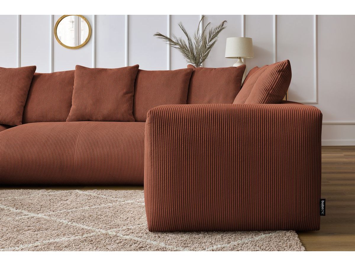 Bobochic Voltaire Wohnlandschaft mit Pouf 356 × 214 cm Cordsamt Orange Ecke links