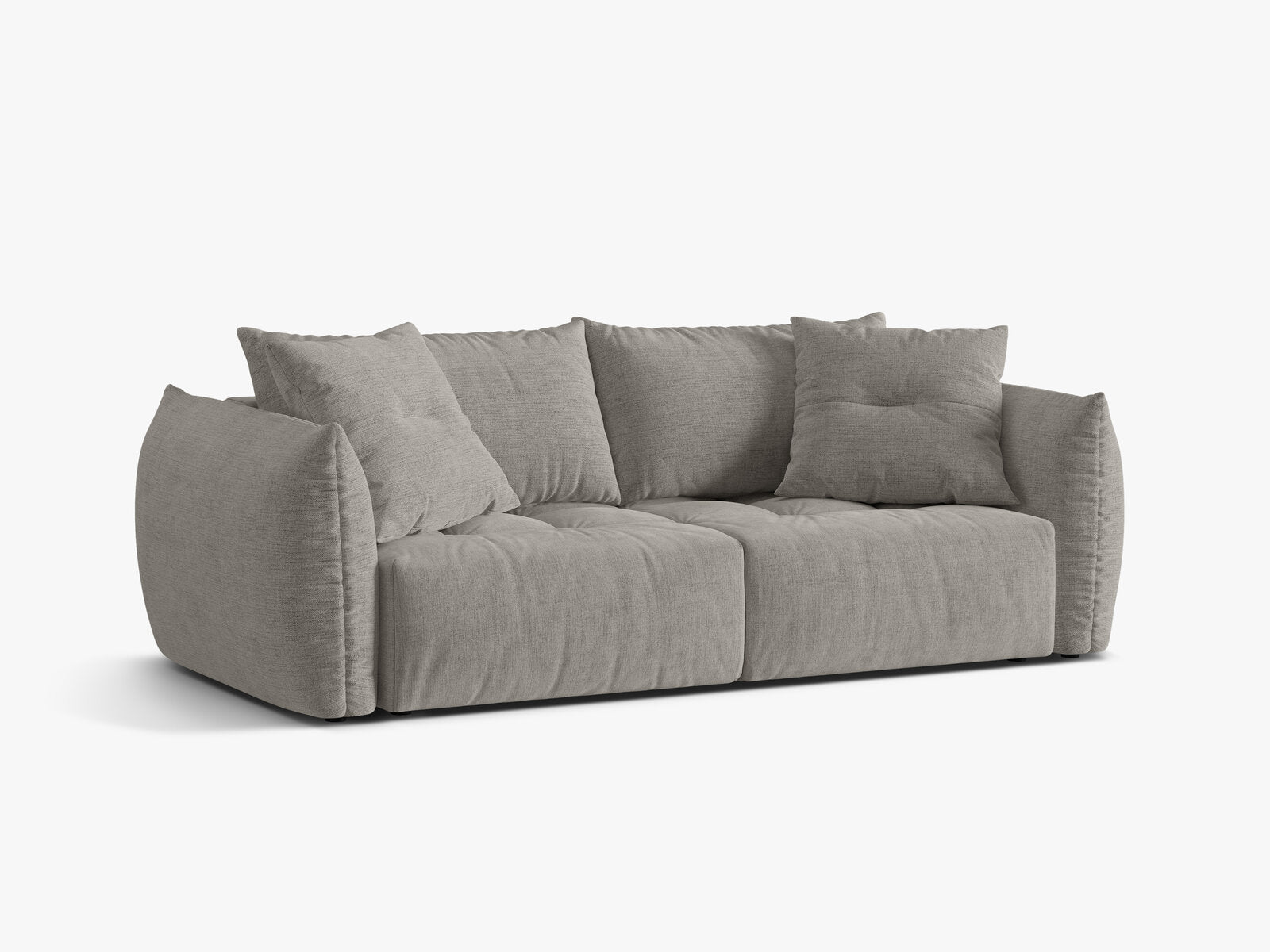 Micadoni Bloom Schlafsofa 3-Sitzer mit Bettkasten Strukturierter Stoff Wind Hellgrau