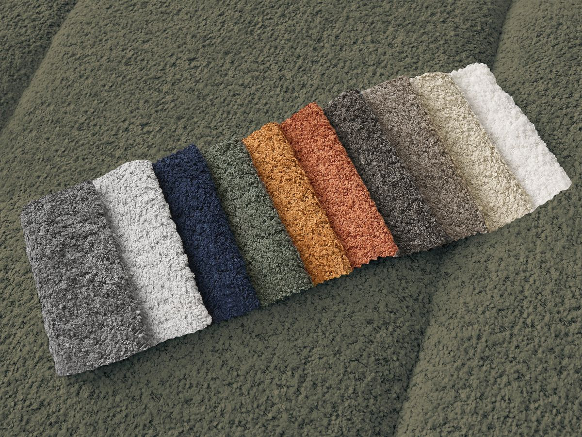 Bobochic Pamira Ecksofa Bouclé-Stoff Grün Ecke links