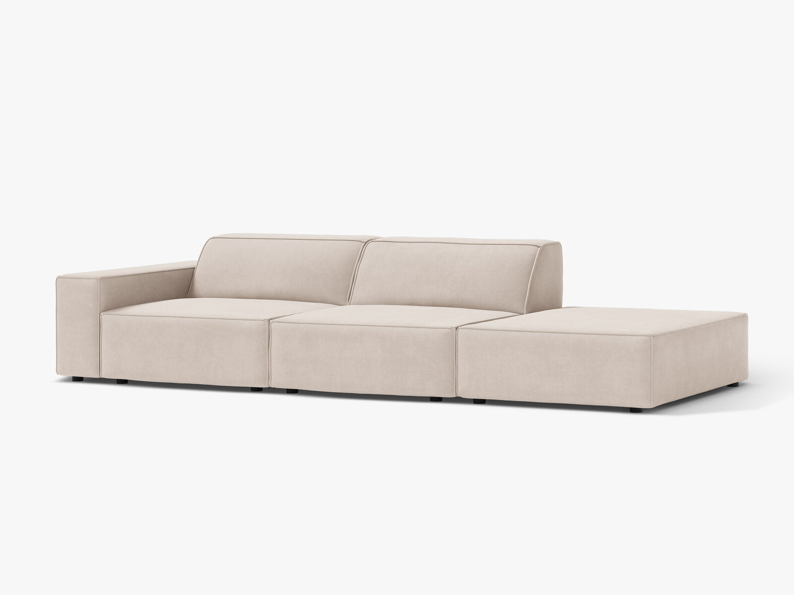 Micadoni Sofa Jodie 3-Sitzer Rechts Samt Venus Helles Beige