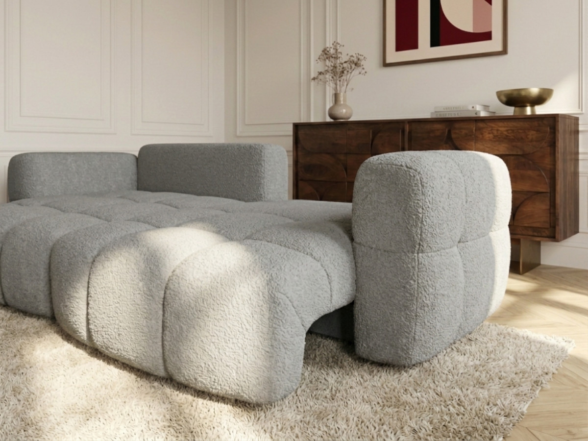 Bobochic Madison Ecksofa mit Schlaffunktion und Bettkasten Stoff Taupe