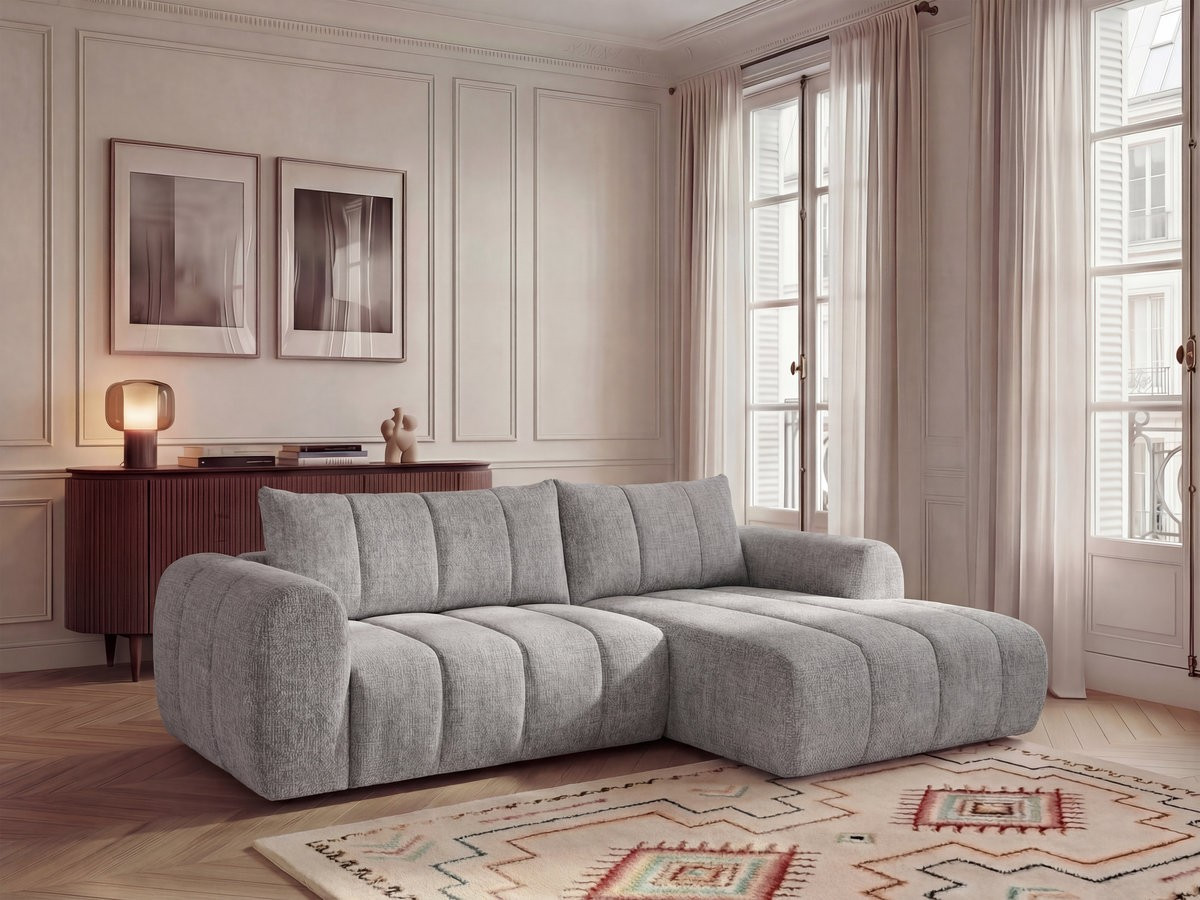 Bobochic Nesty Ecksofa 272 cm Melange-Stoff Hellgrau Ecke rechts