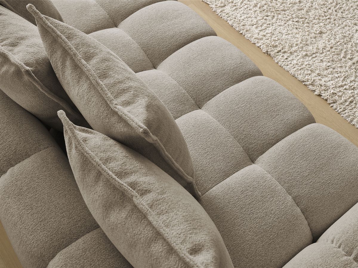 Bobochic Everest Sofa 3-Sitzer, 5 Kissen Melange-Stoff Taupe