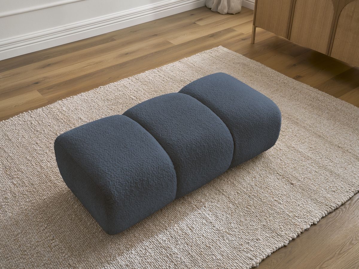 Bobochic Pamira Pouf Bouclé-Stoff Dunkelblau