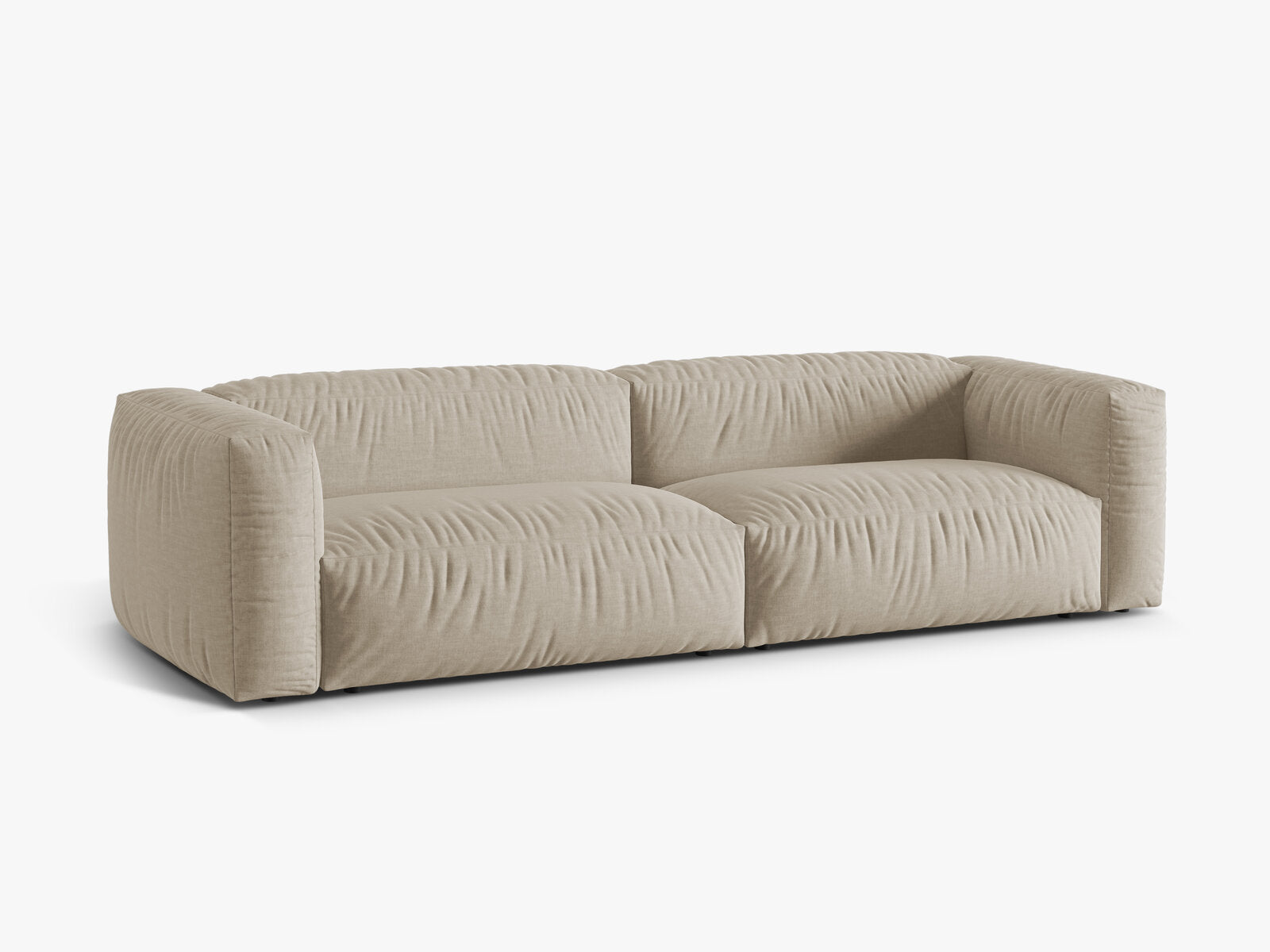Micadoni Sofa Martina 4-Sitzer Strukturierter Stoff Boston Helles Beige