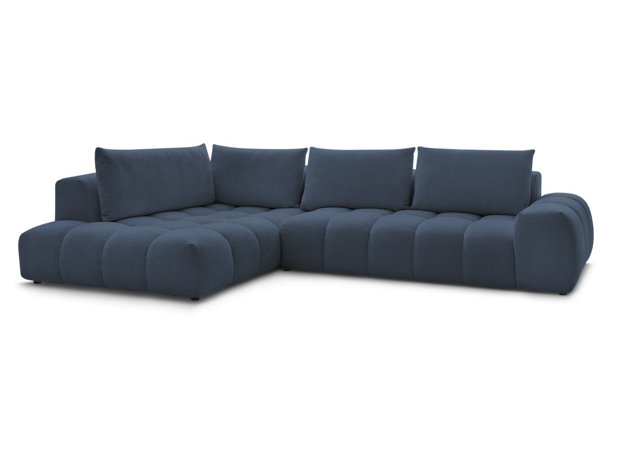 Bobochic Everest Ecksofa, 4 Kissen Melange-Stoff Dunkelblau Ecke links