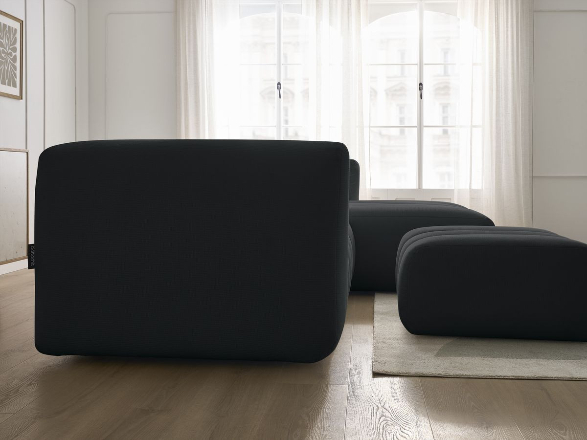 Bobochic Talia Ecksofa mit Pouf Melange-Stoff Schwarz Ecke rechts
