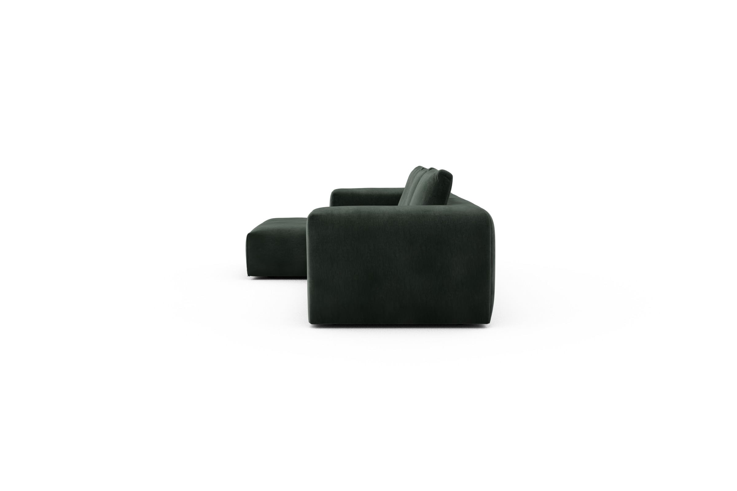 Ecksofa Fred Chaiselongue links mit 2,5-Sitzer Smooth-Laurel-Green