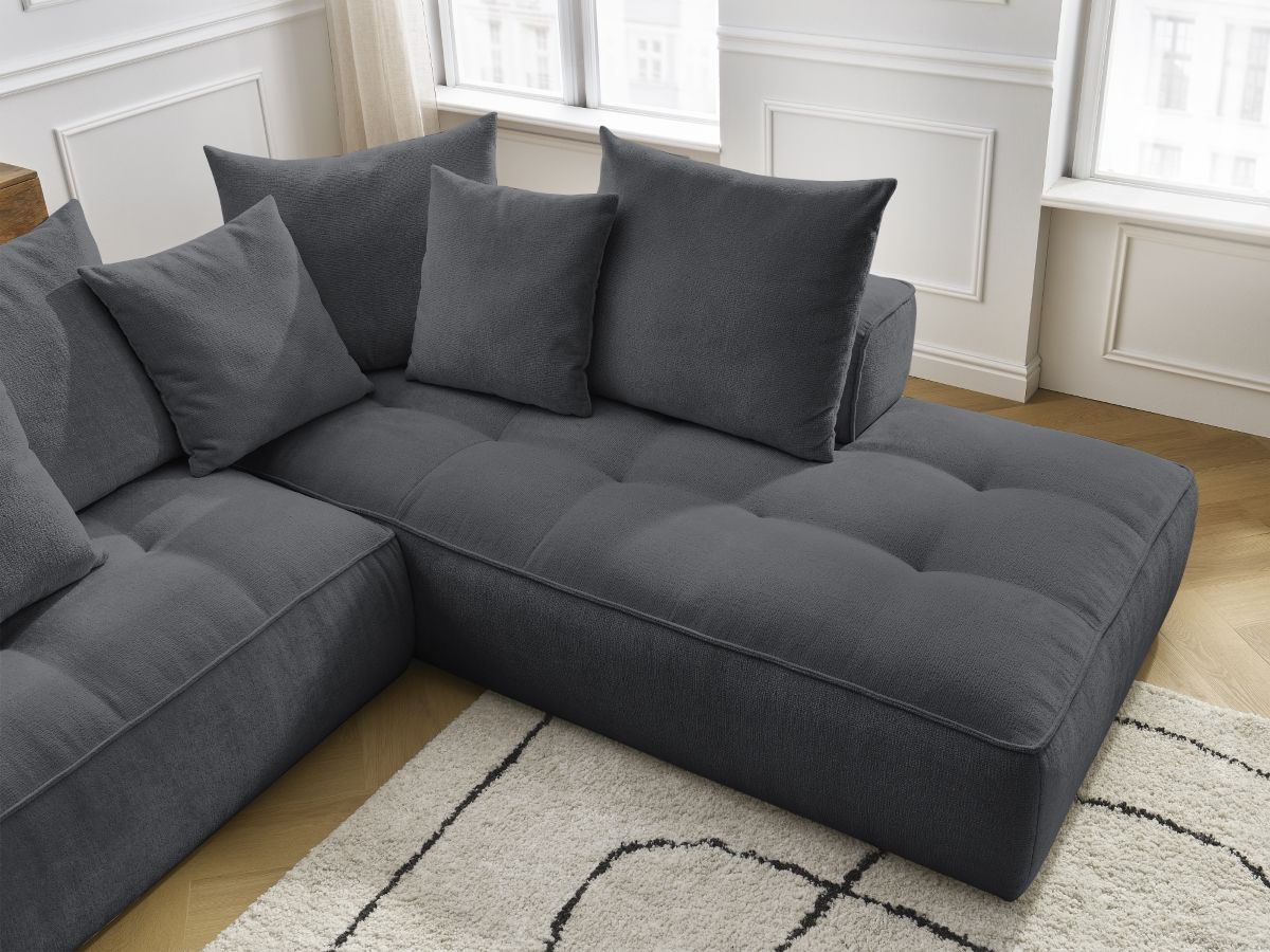 Bobochic Whesley Ecksofa Stoff Dunkelgrau Ecke rechts