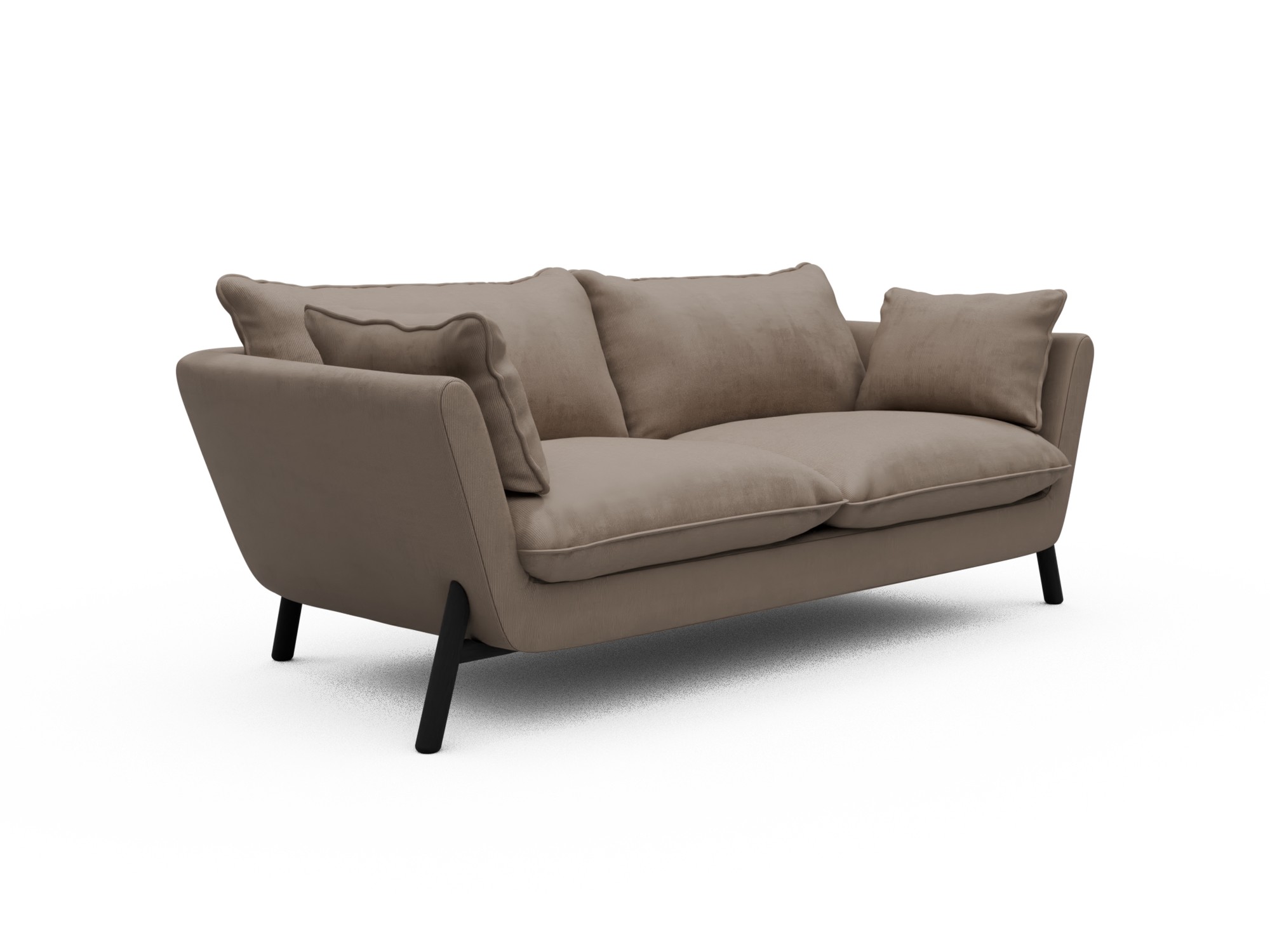Skandi Home Sofa Emil Soft 2-Sitzer Beinfarbe Eiche Schwarz Cordufine-Beige moebelfaktor