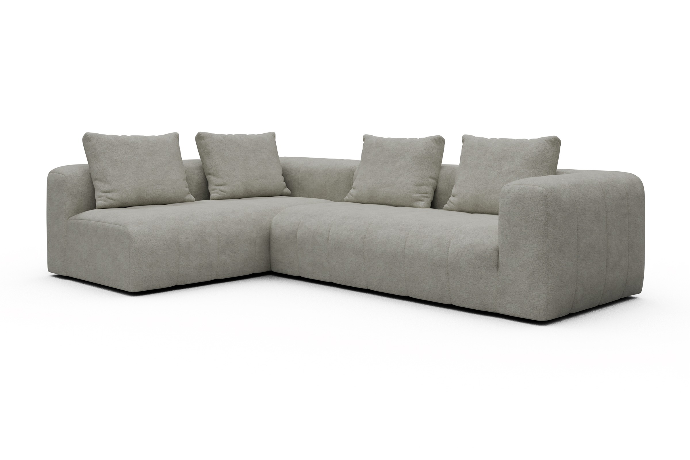 Ecksofa Hugo 2x 2,5-Sitzer Armlehne rechts Carreno-Moon-Stone-White
