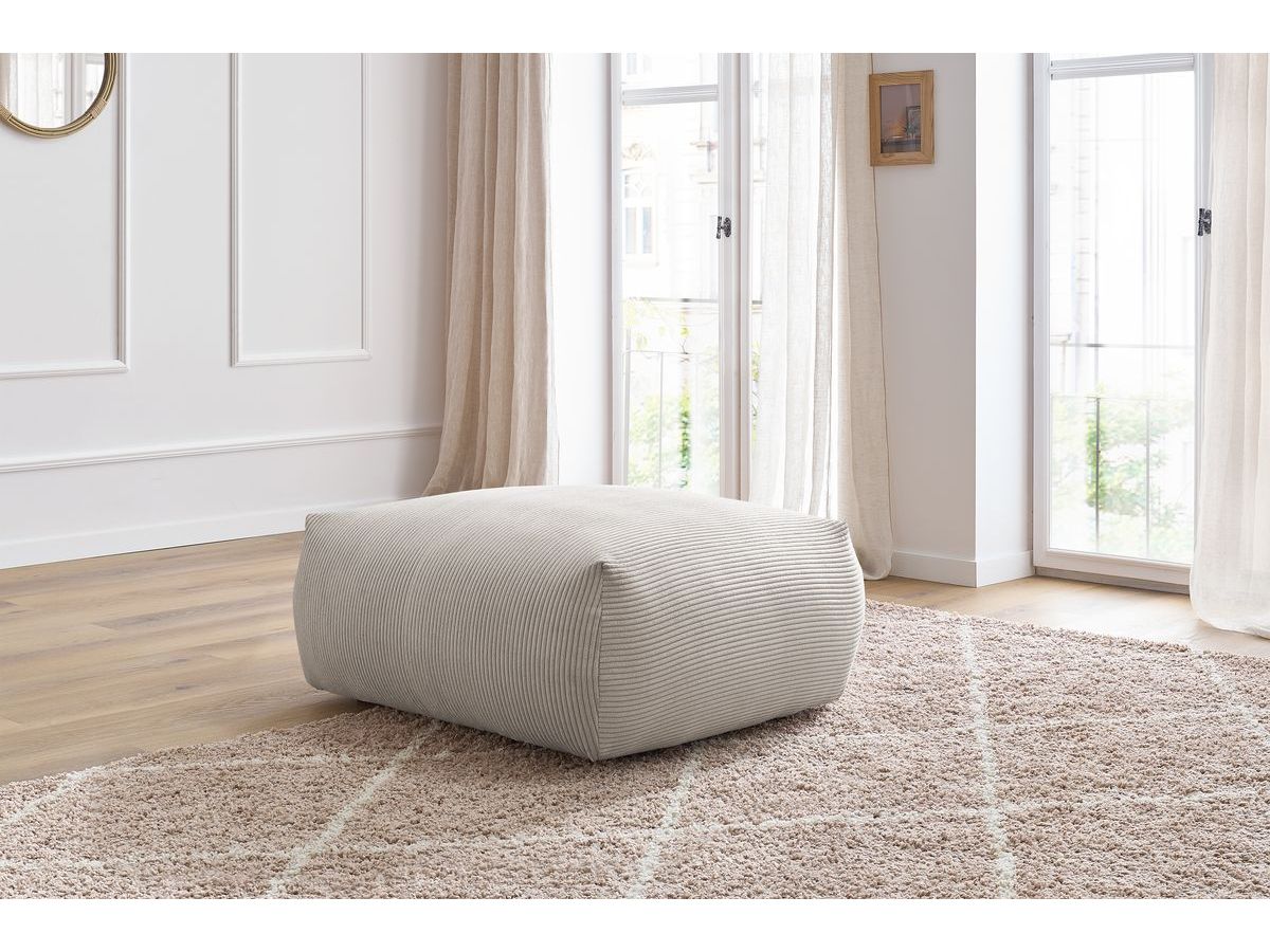 Bobochic Voltaire Pouf 106 × 90 cm Cordsamt Beige