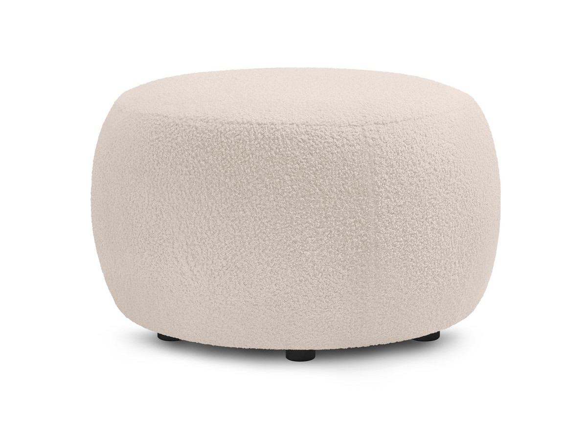 Bobochic Envy Pouf, rund Bouclé-Stoff Beige
