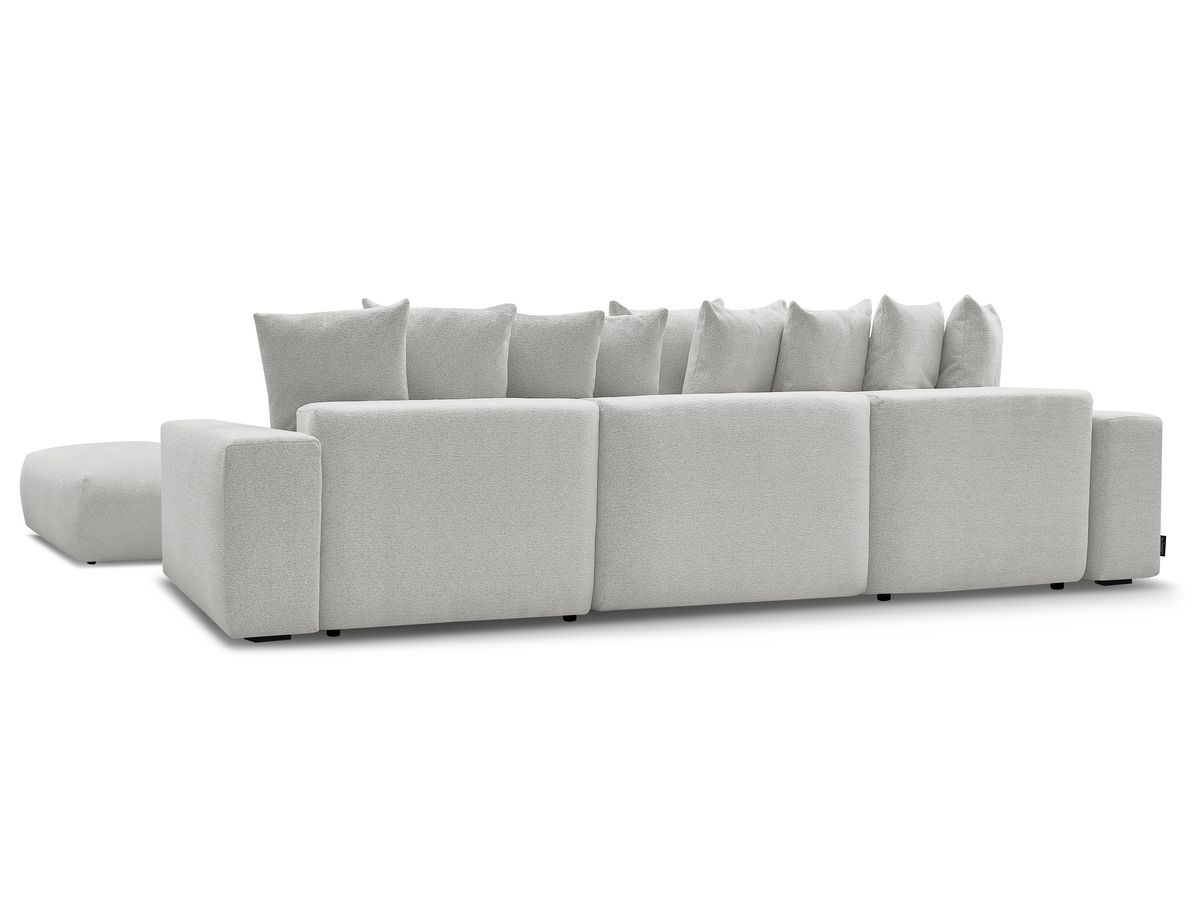 Bobochic Voltaire Wohnlandschaft mit Pouf 420 × 174 cm, Liegefläche 135 × 345 cm Melange-Stoff Hellgrau