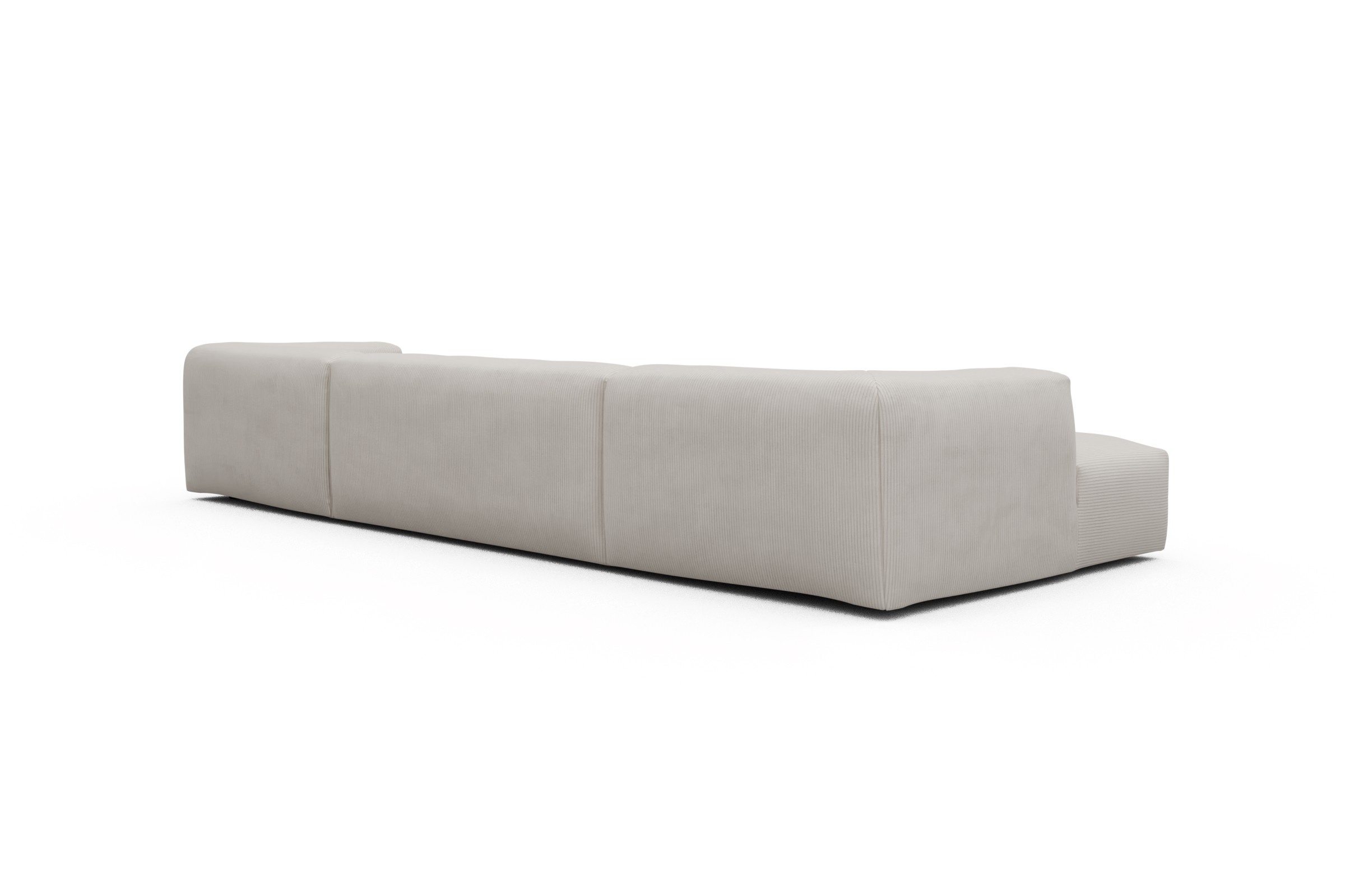 Wohnlandschaft Fred mit 2-Sitzer und Chaiselongue beidseitig Kord Corduroy 594-Ivory