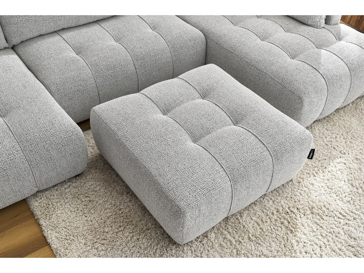 Bobochic Arsene Wohnlandschaft mit Pouf Melange-Stoff Hellgrau Ecke links