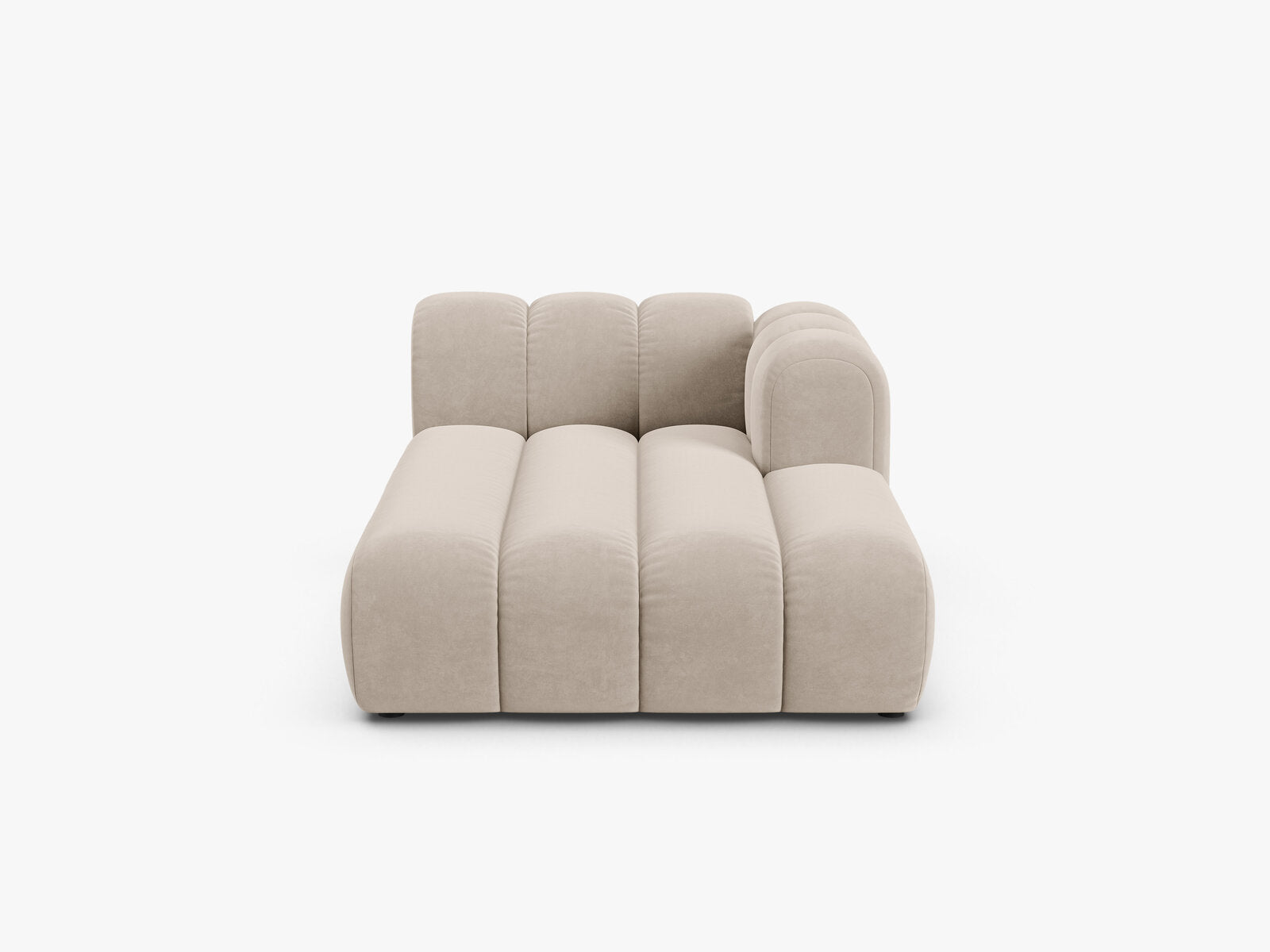 Micadoni Recamiere Lupine 2-Sitzer Rechts Samt Salvador Beige