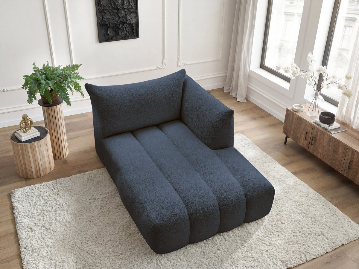 Bobochic Azra Méridienne-Modul Bouclé-Stoff Dunkelblau Ecke rechts
