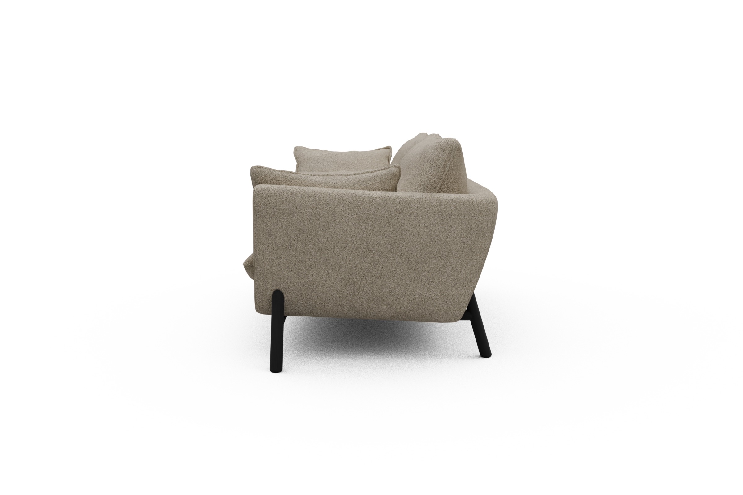 Sofa Emil 2-Sitzer Beinfarbe Eiche Schwarz Boucle-Beige