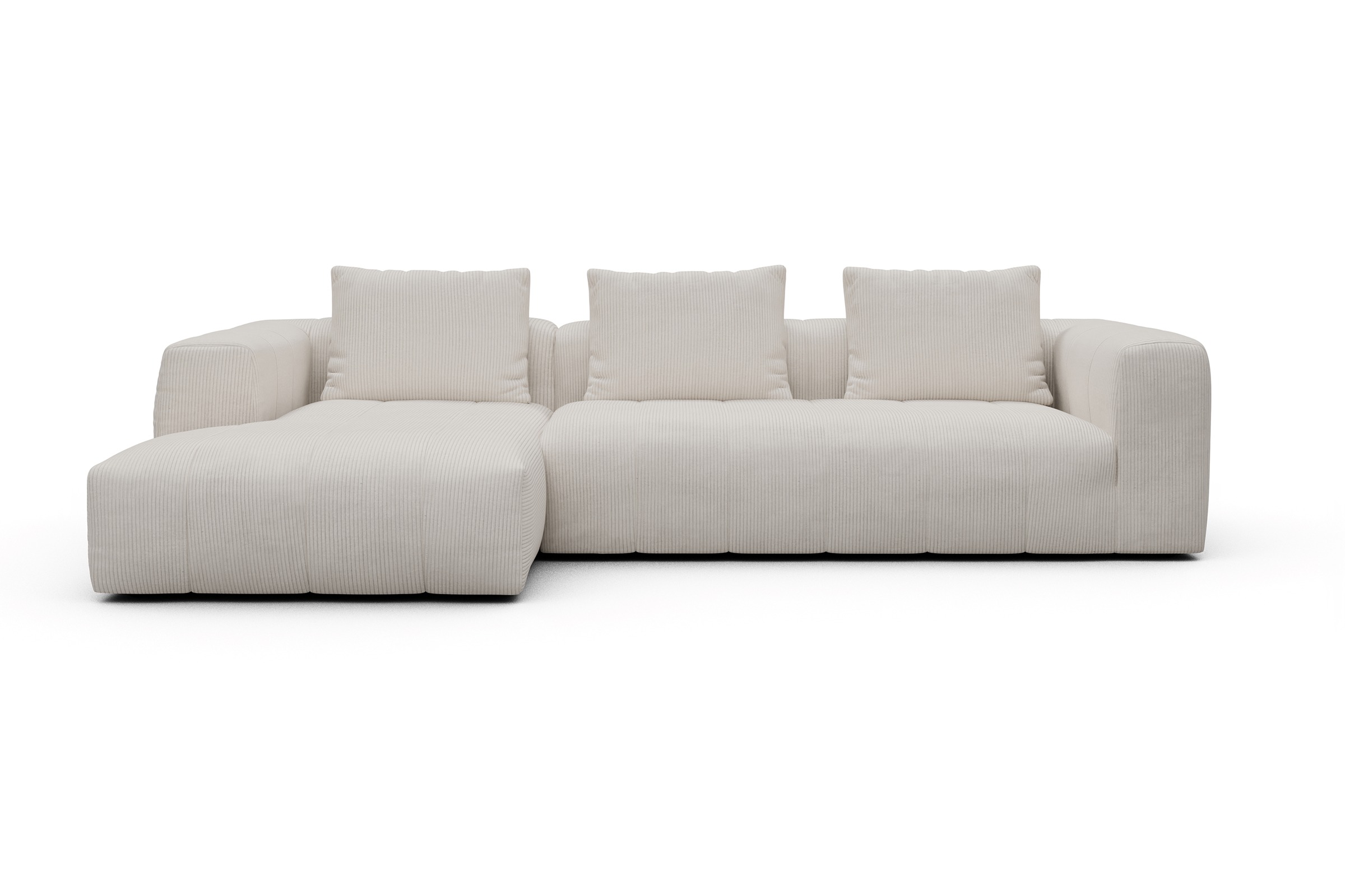 Ecksofa Hugo 2,5-Sitzer Armlehne rechts mit Chaiselongue Corduroy-Ivory