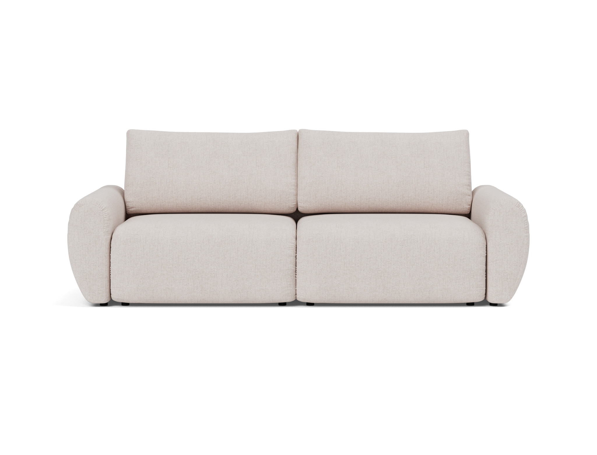 Schlafsofa Norum mit Curve-Armlehnen Strukturierter Stoff Weda 300-Weda-Sand