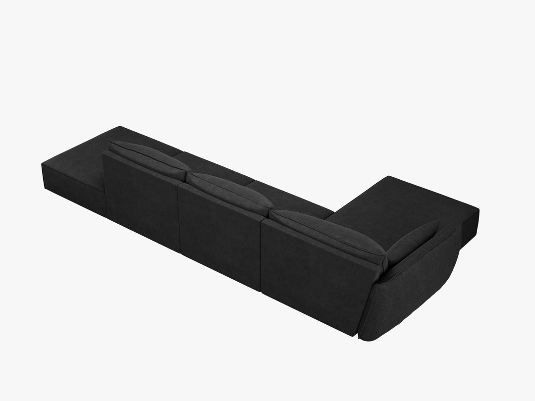 Micadoni Ecksofa Kaelle 5-Sitzer Links Chenille Over The Horizon Schwarz