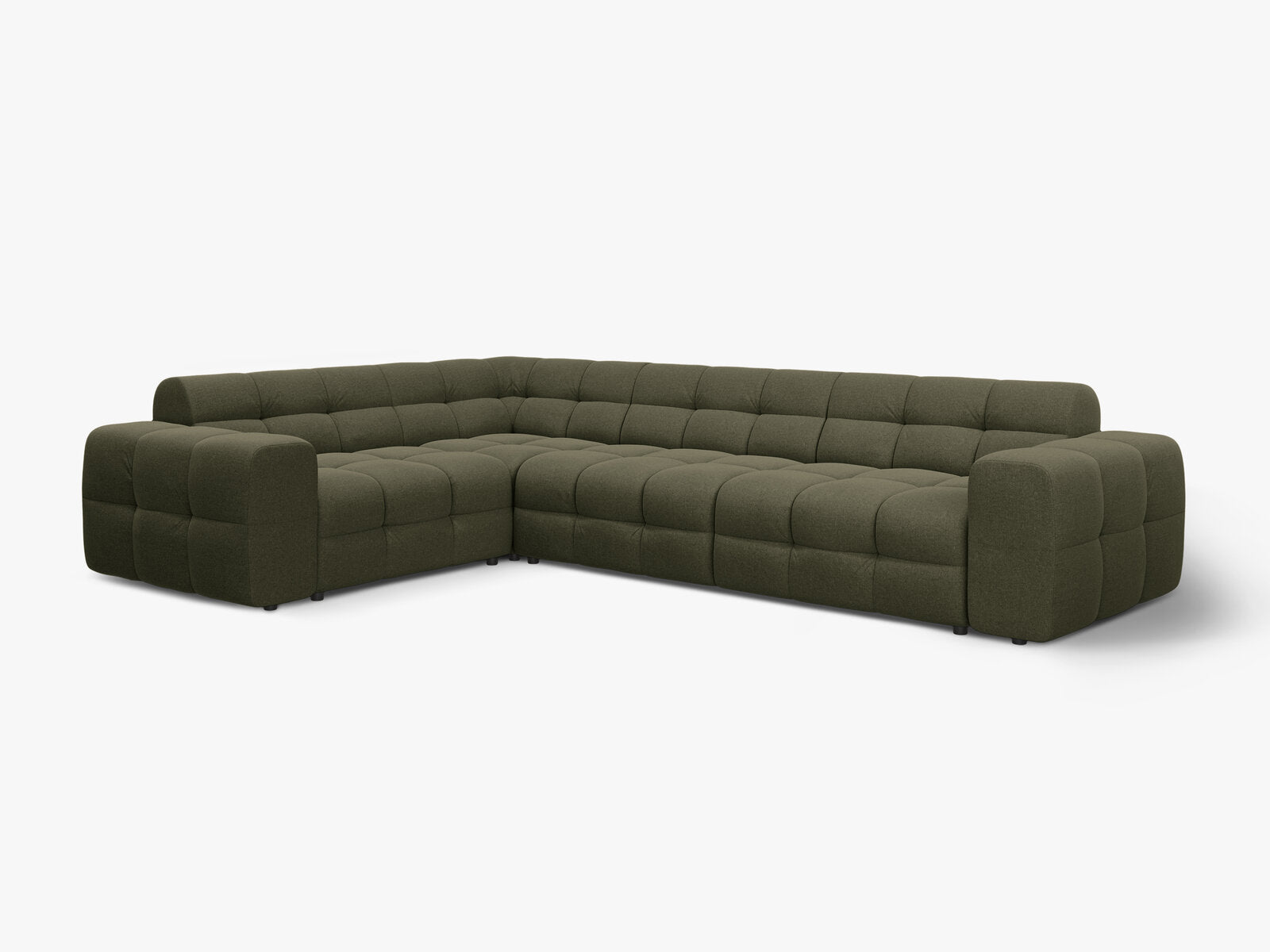 Micadoni Ecksofa Kendal 6-Sitzer Links Strukturierter Stoff Amazonas Grün