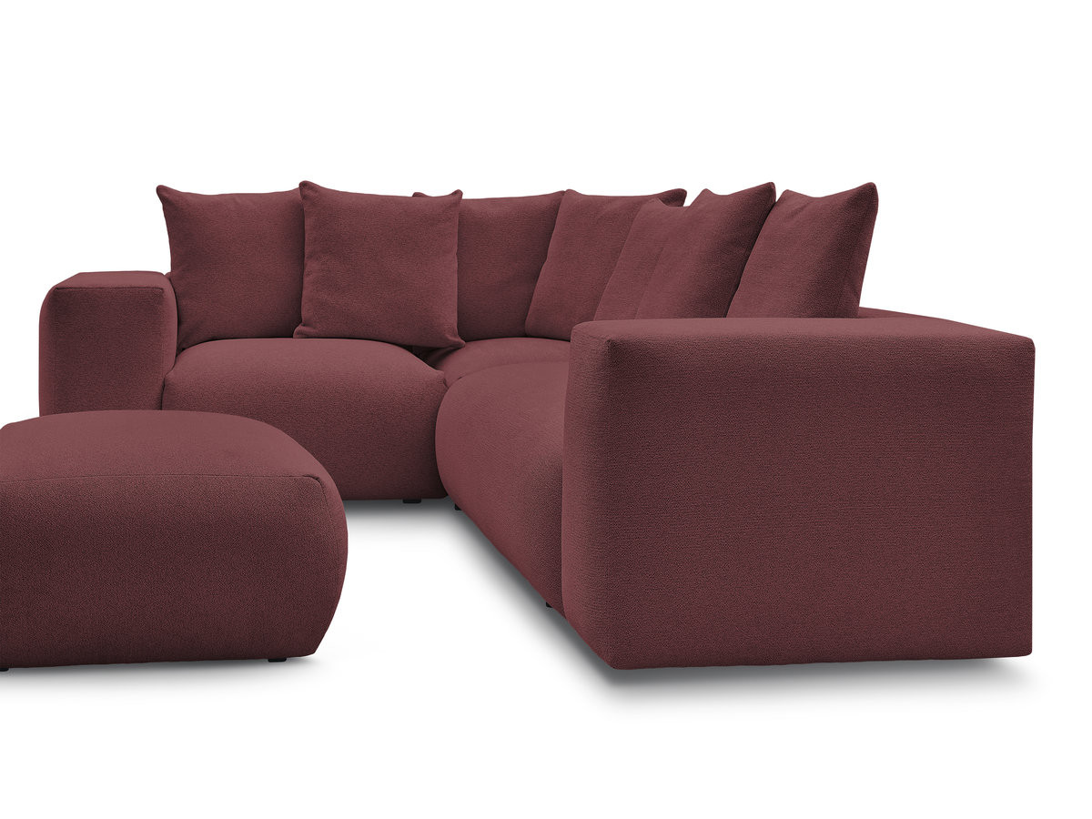 Bobochic Voltaire Ecksofa mit Pouf 268 × 214 cm Melange-Stoff Rot Ecke links