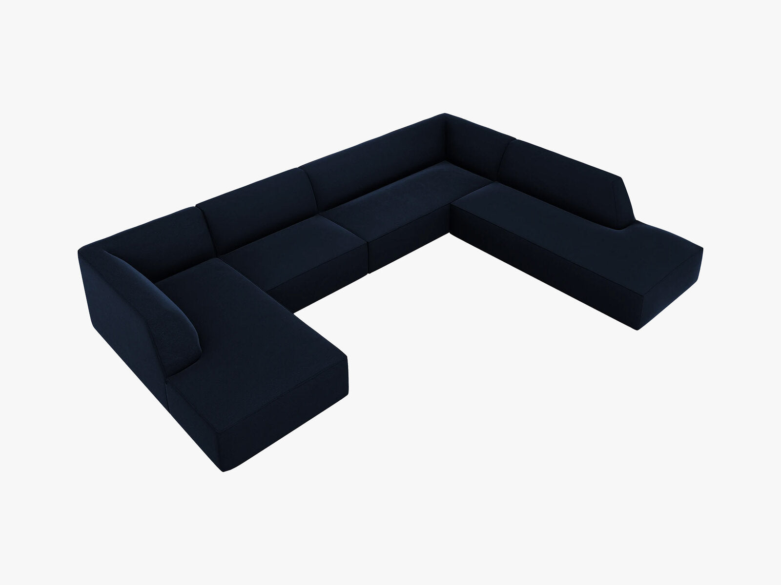 Micadoni Panorama-Ecksofa Ruby 7-Sitzer Rechts Samt Salvador Königsblau