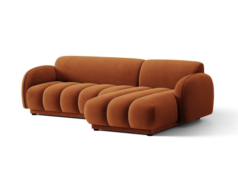 Cosmopolitan Design Ecksofa Bilbao 3-Sitzer Samt Casino Terrakotta Rechts