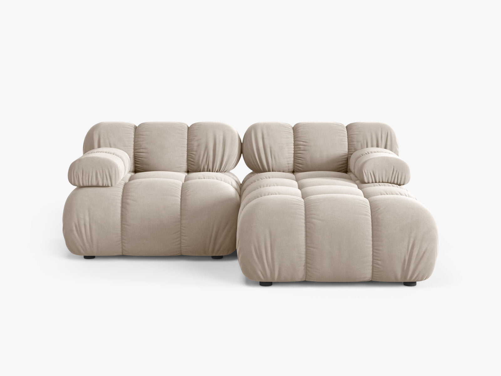 Micadoni Modulares Ecksofa Bellis 3-Sitzer Rechts Samt Bluvel Dunkelbeige
