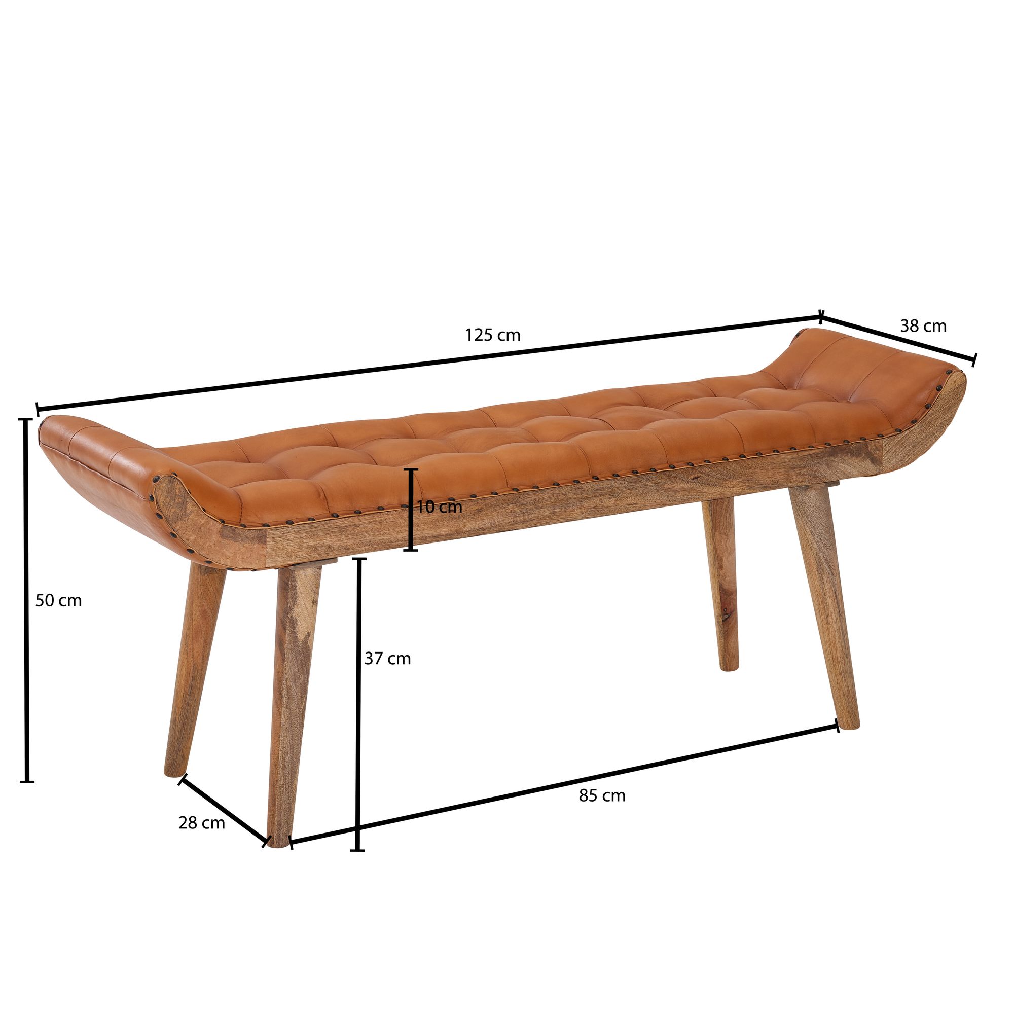Sitzbank Hnausar Echtleder Braun 125 × 38 × 50 cm