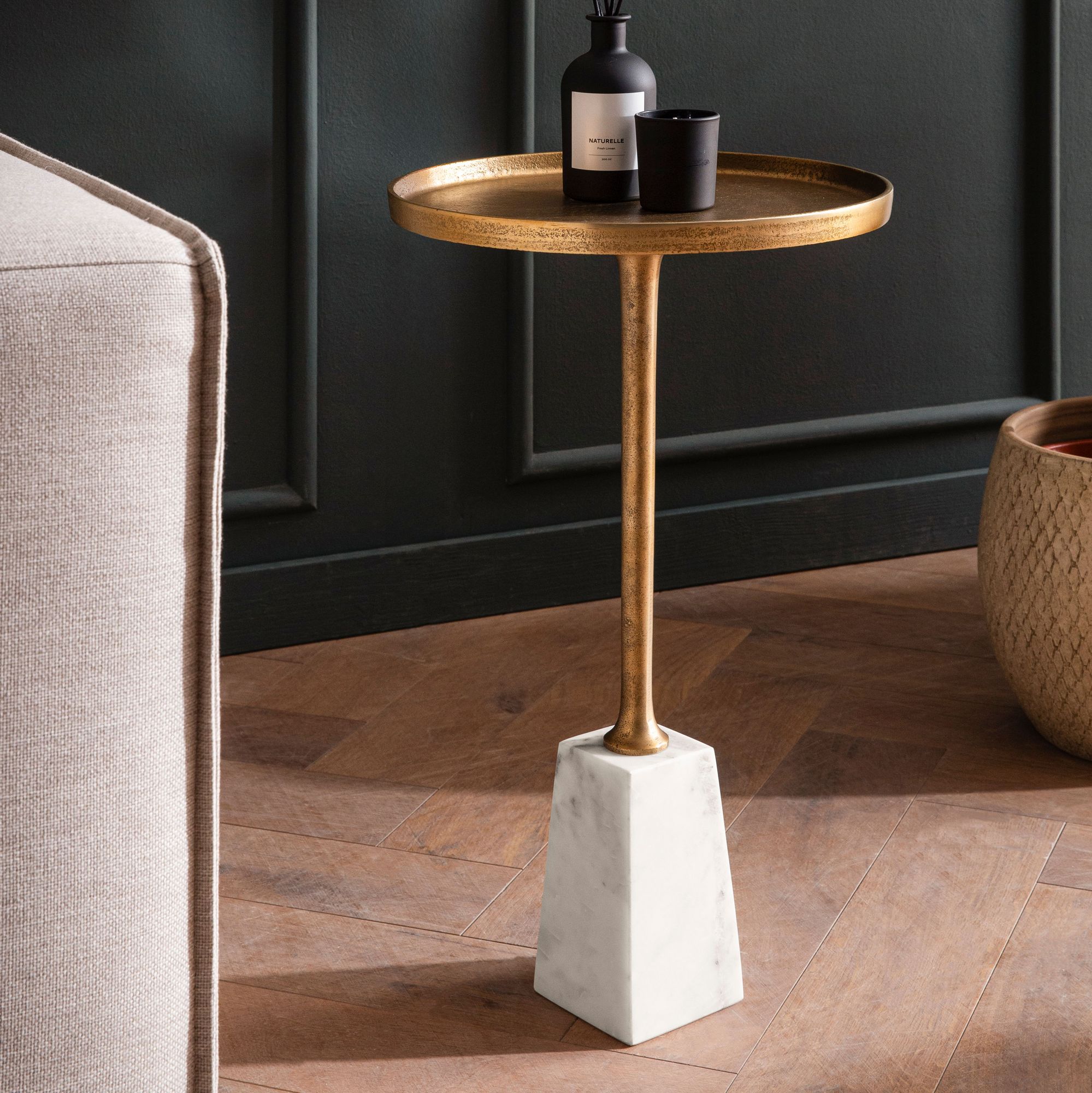 Beistelltisch Ullensvang Marmor Gold Ø 34 × H 58 cm