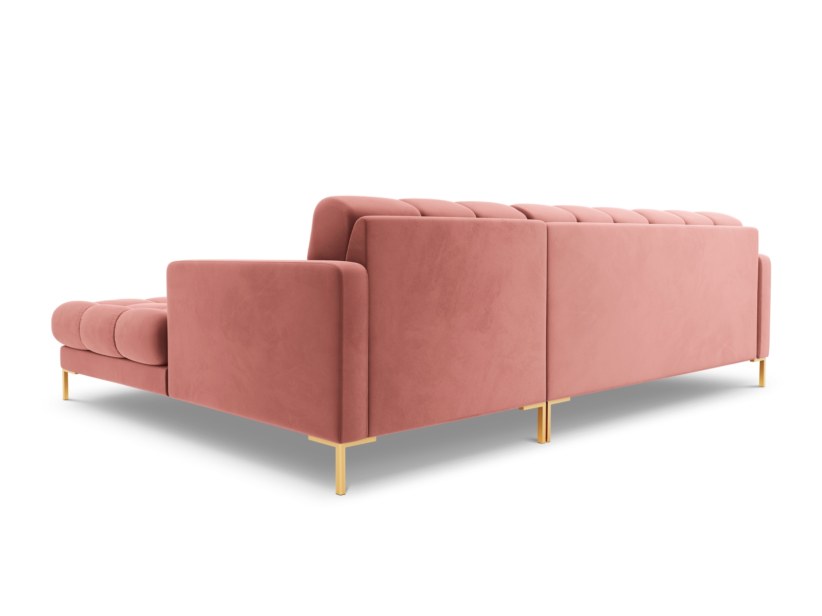 Cosmopolitan Design Ecksofa Bali 5-Sitzer Samt Bluvel Rosa Rechts Beine Gold