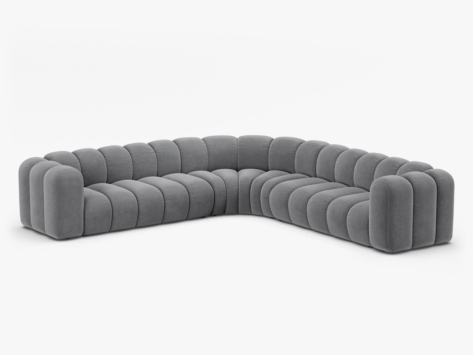 Micadoni symmetrisches Ecksofa Lupine 5-Sitzer  Samt Salvador Grau