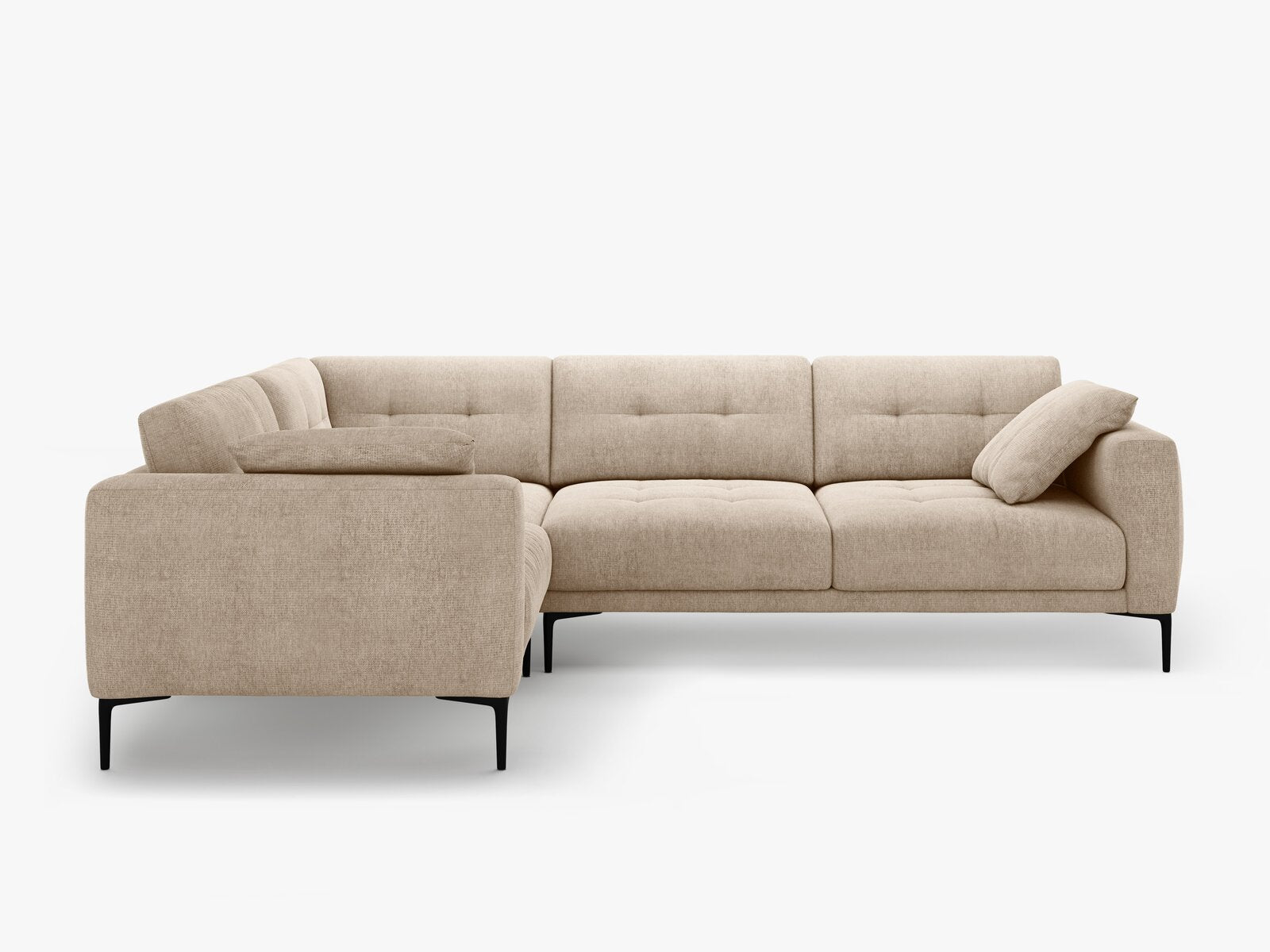 Micadoni Ecksofa Bemy 4-Sitzer Links Strukturierter Stoff Sand