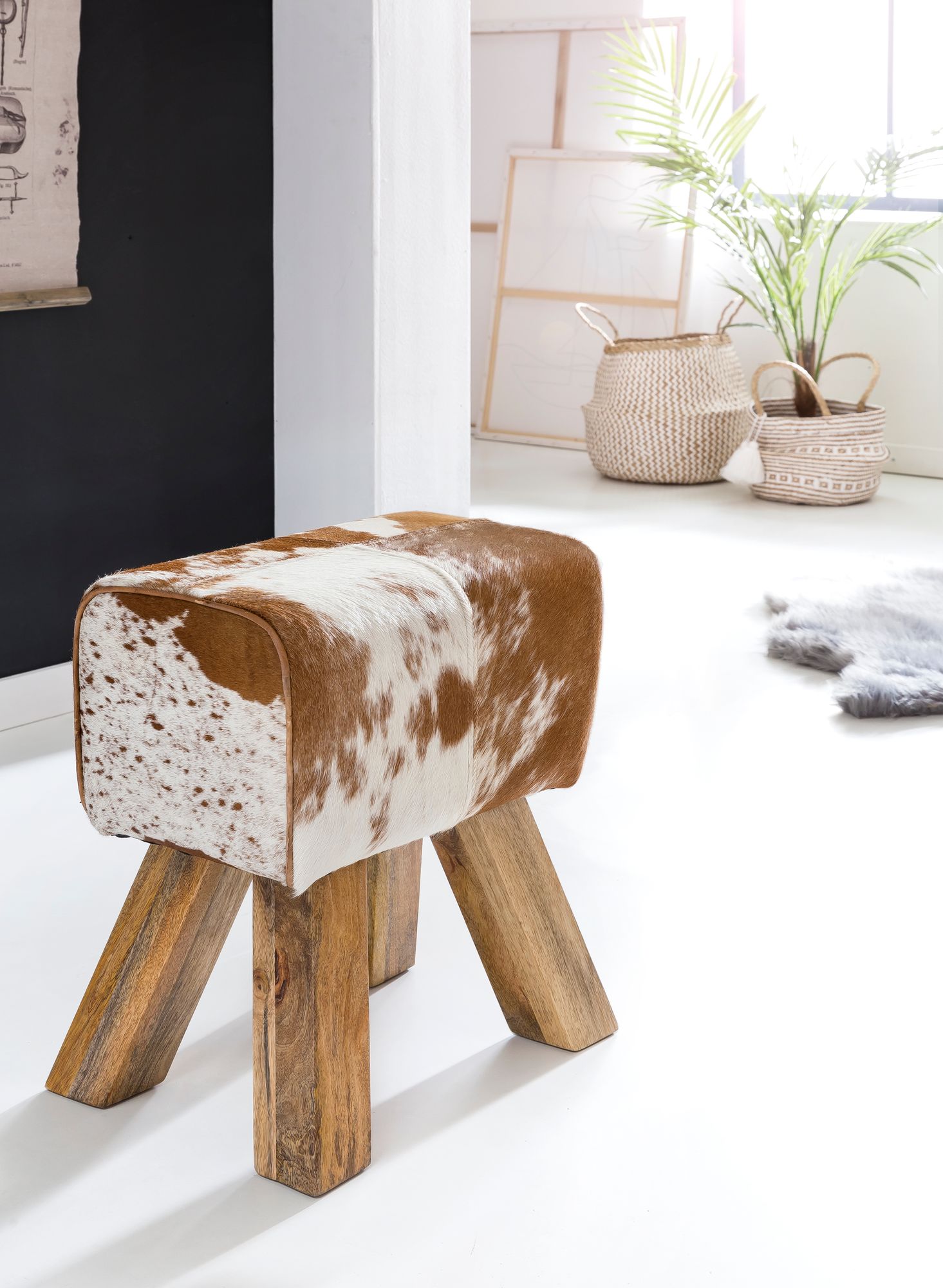 Sitzhocker Arvika Haarleder Bunt 30 × 40 × 47 cm