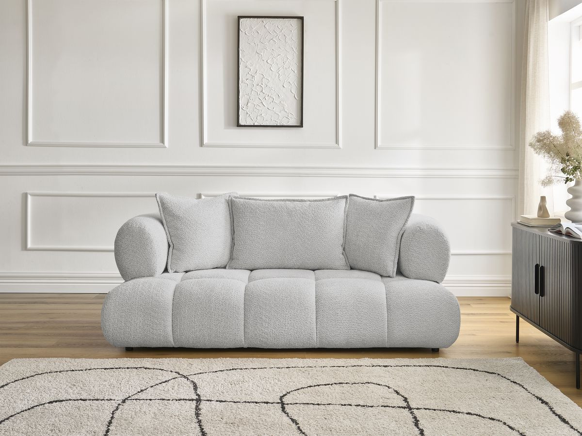 Bobochic Alya Sofa 2-Sitzer Bouclé-Stoff Hellgrau