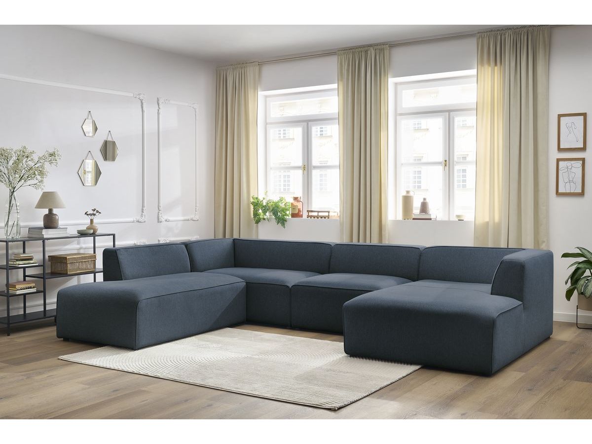 Bobochic Megeve Wohnlandschaft Melange-Stoff Dunkelblau Ecke rechts