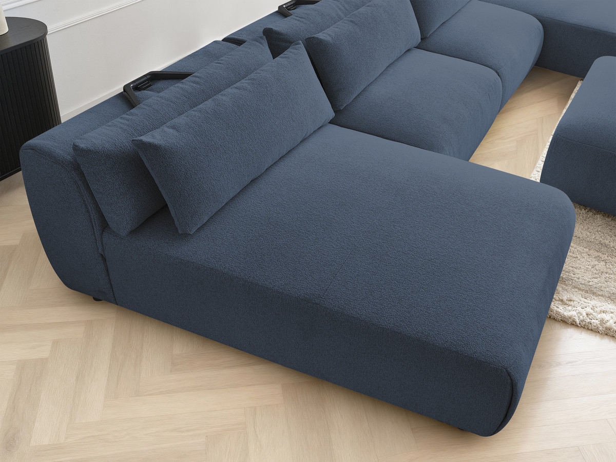 Bobochic Jana Wohnlandschaft mit kleinem Pouf Melange-Stoff Blau