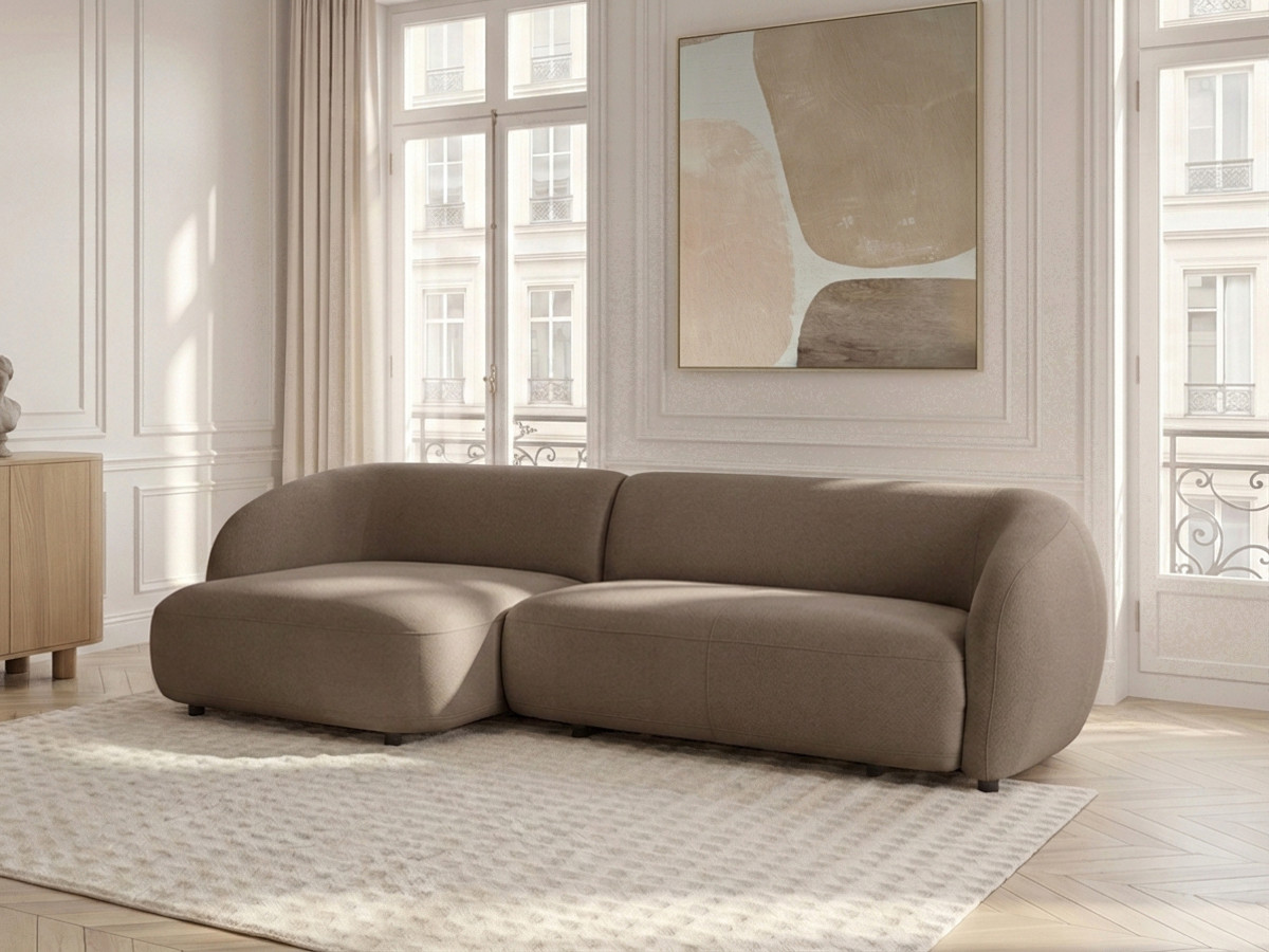 Bobochic Halo Ecksofa mit Schlaffunktion Stoff Taupe Ecke links