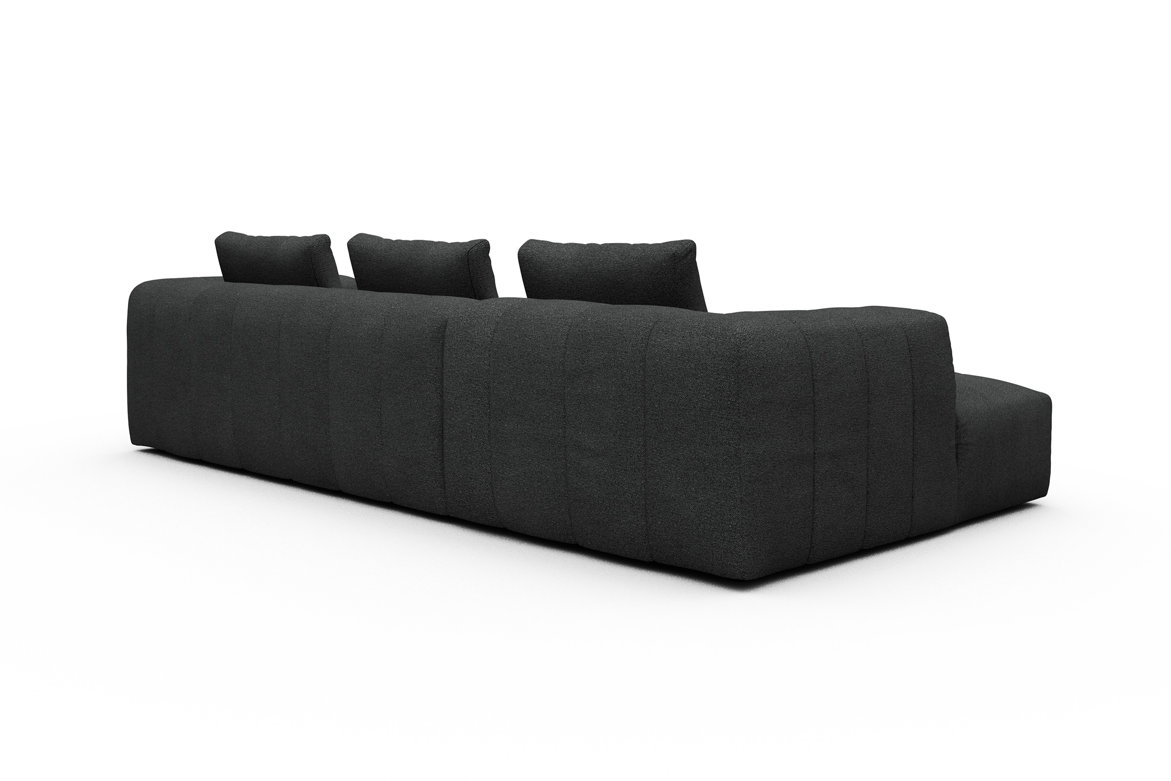 Ecksofa Hugo 2,5-Sitzer Armlehne rechts mit Chaiselongue Boucle-Charcoal