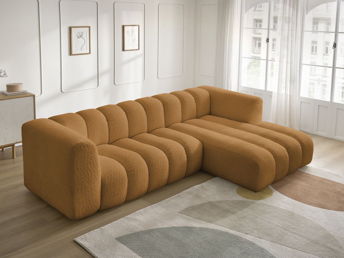 Bobochic Talia Ecksofa Bouclé-Stoff Gelb Ecke rechts