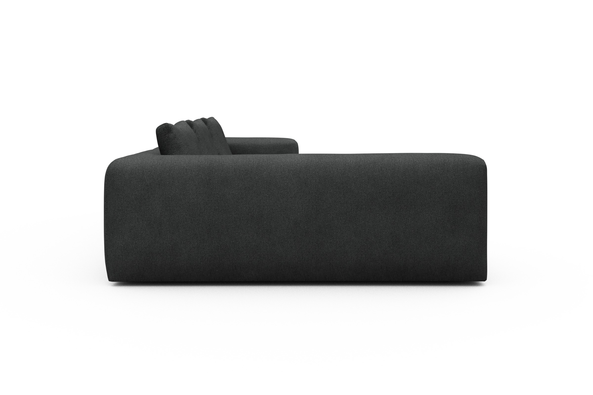 Ecksofa Fred 2x 2,5-Sitzer links offen Boucle-Charcoal
